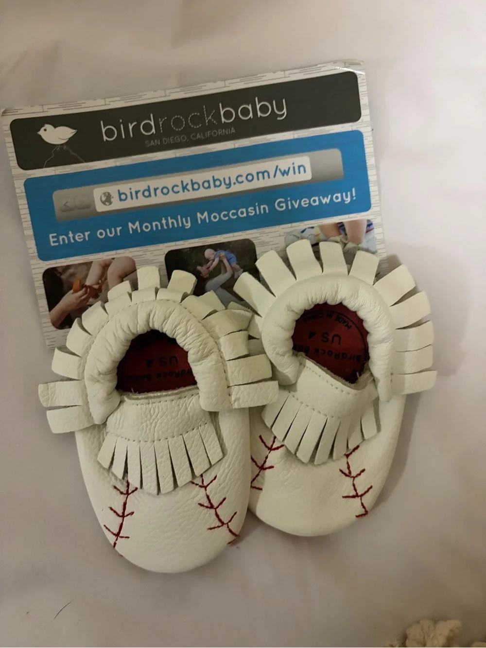 White Baseball Moccasin Baby Shoes
